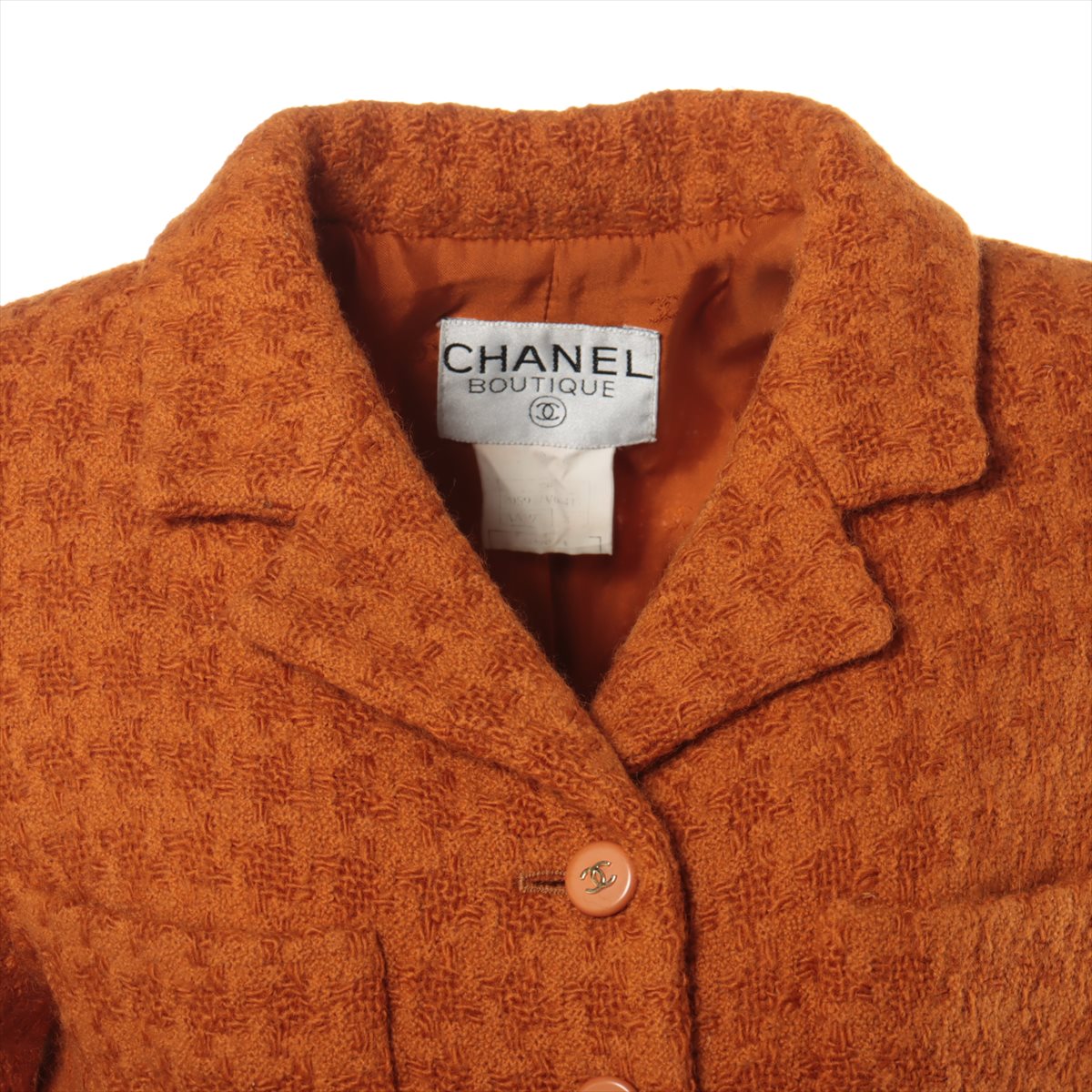 Chanel Coco Button 95A Wool & nylon Setup 38 Ladies' Orange  P05917 Tweed