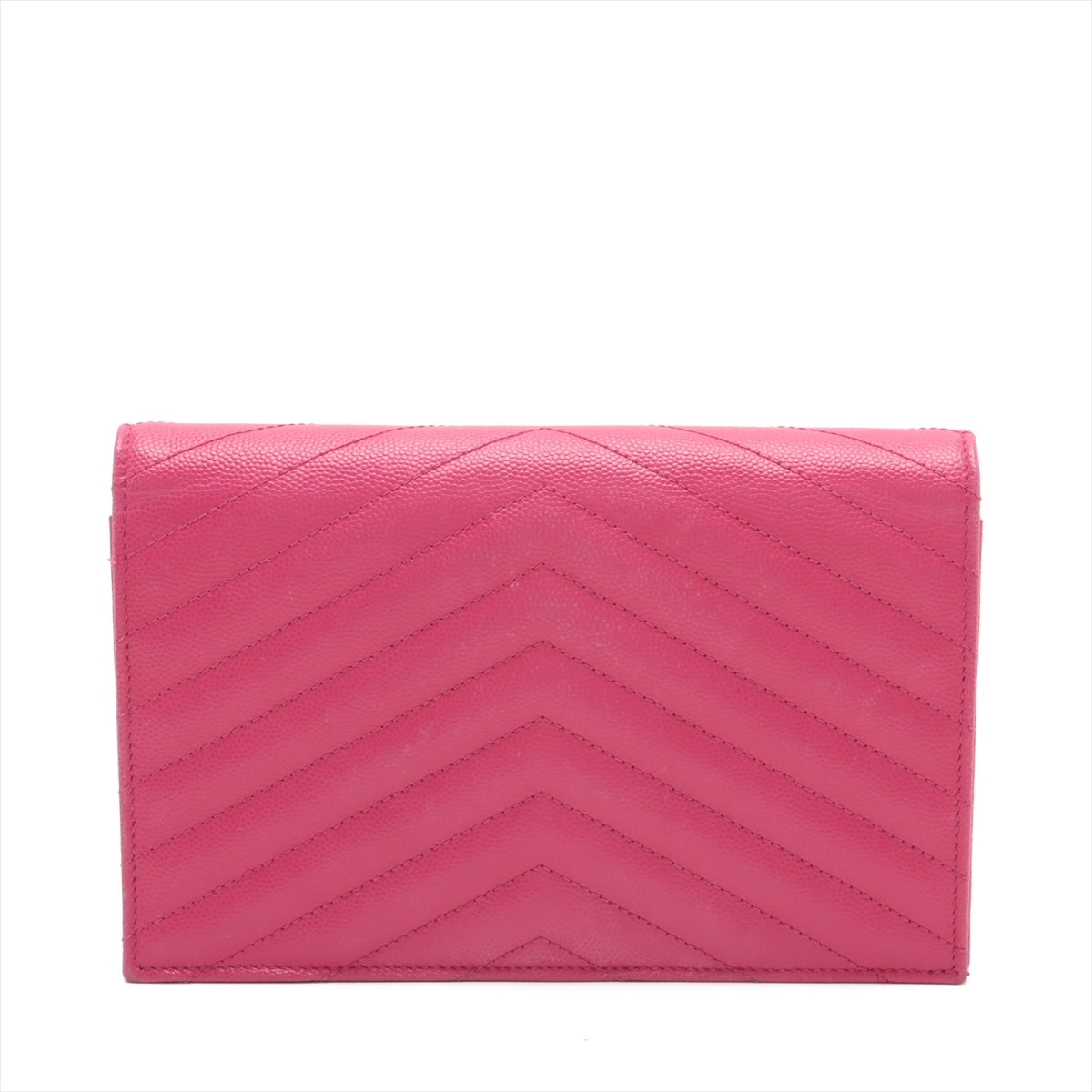 Saint Laurent Paris Monogram Leather Chain wallet Pink 393953