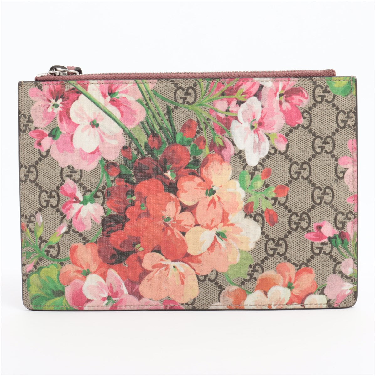 Gucci GG Blooms PVC & leather Pouch Beige 410079