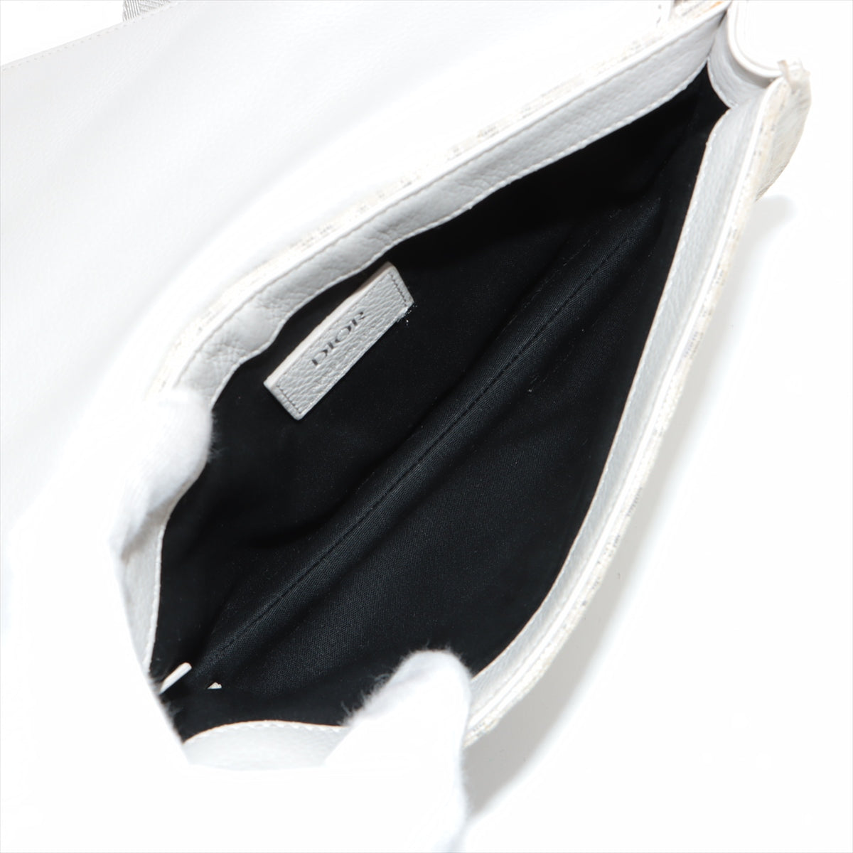 DIOR Saddle Bag Canvas & leather Shoulder bag light grey Strong discoloration