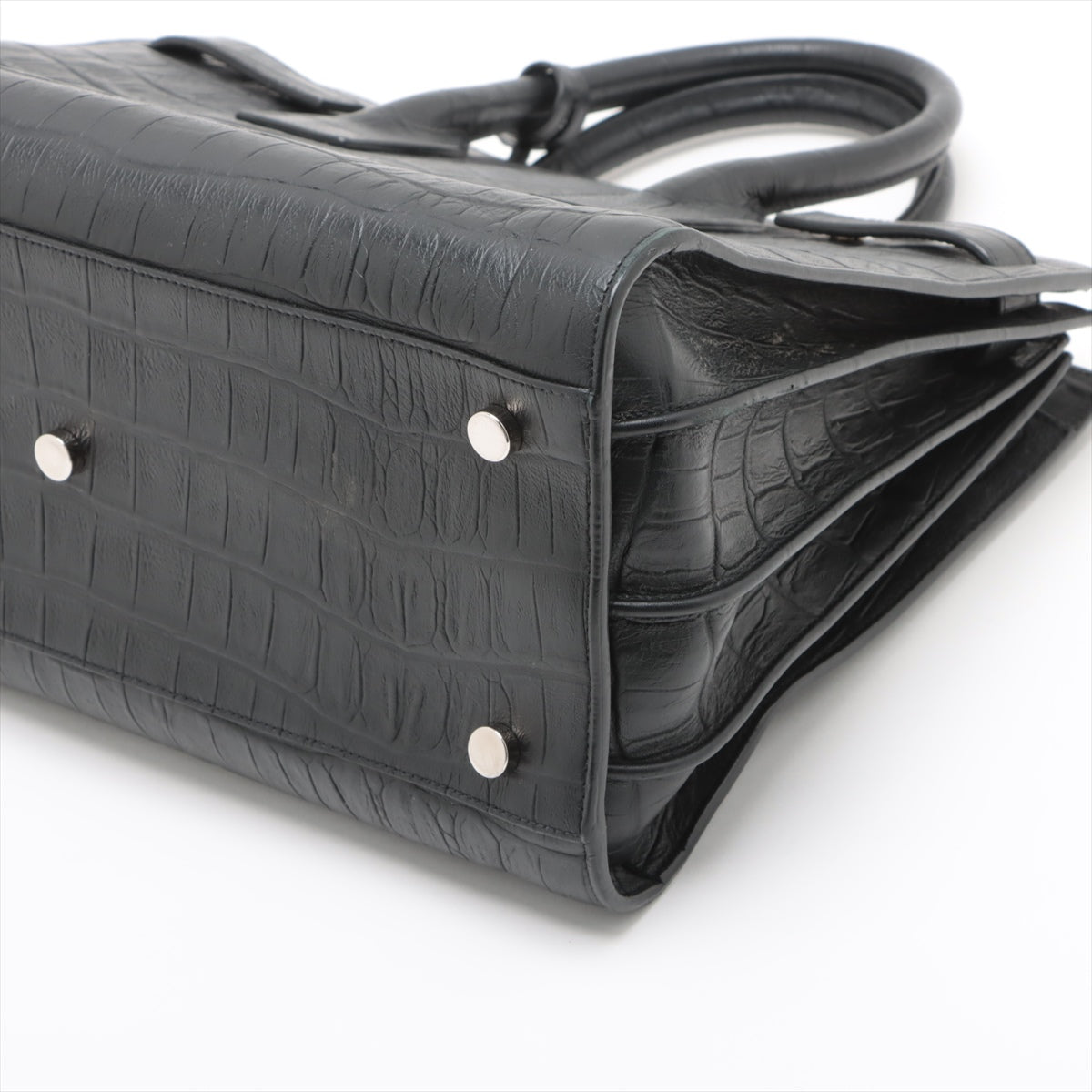 Saint Laurent Paris Sac de Jour Supru Moc croc 2way handbag Black 324823