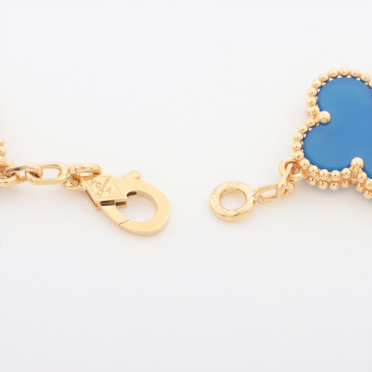 Van Cleef & Arpels Vintage Alhambra 5P Blue Agate Bracelet 750(YG) 11.5g VCARP34900