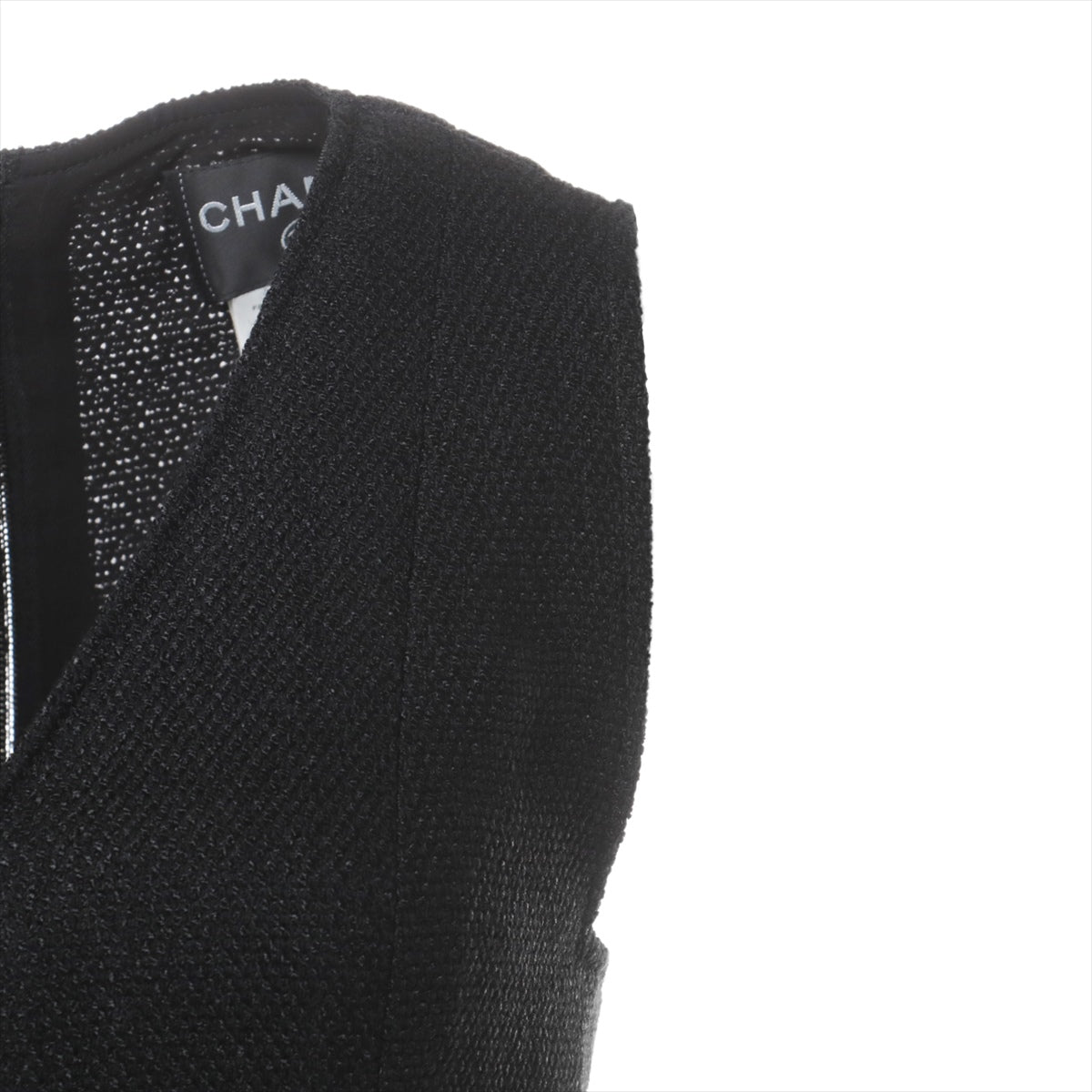 Chanel 03P Cotton & rayon Sleeveless dress 36 Ladies' Black  Tweed P20646V12107