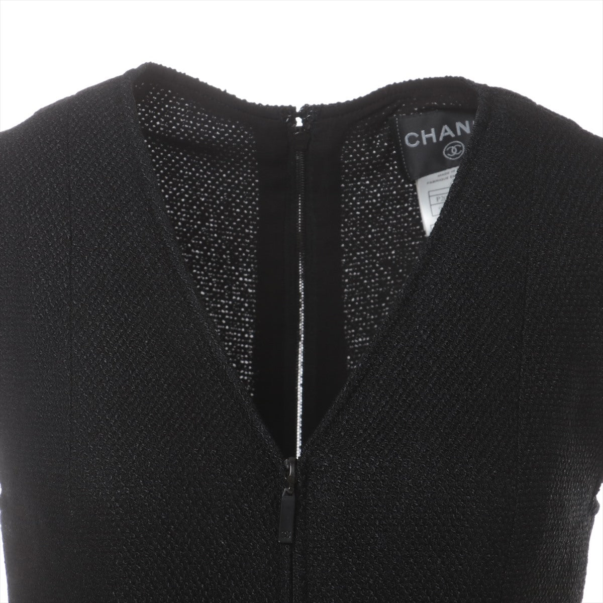 Chanel 03P Cotton & rayon Sleeveless dress 36 Ladies' Black  Tweed P20646V12107