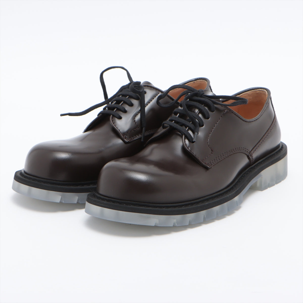 Bottega Veneta calf Leather shoes 39 Unisex Brown Clear sole Lace up Derby