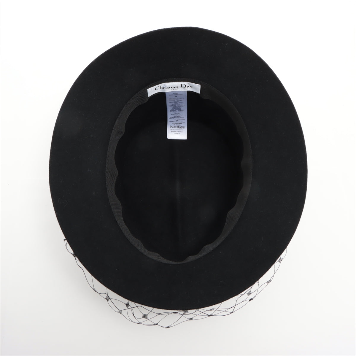 DIOR Hat 58 Rabbit Black 04DPN960G893 with tulle