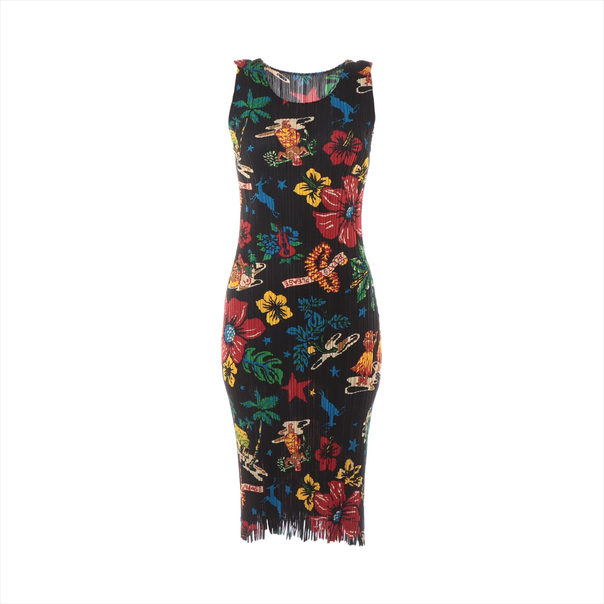 PLEATS PLEASE Polyester Sleeveless dress 2 Ladies' Multicolor  PP33-JH777 Hibiscus