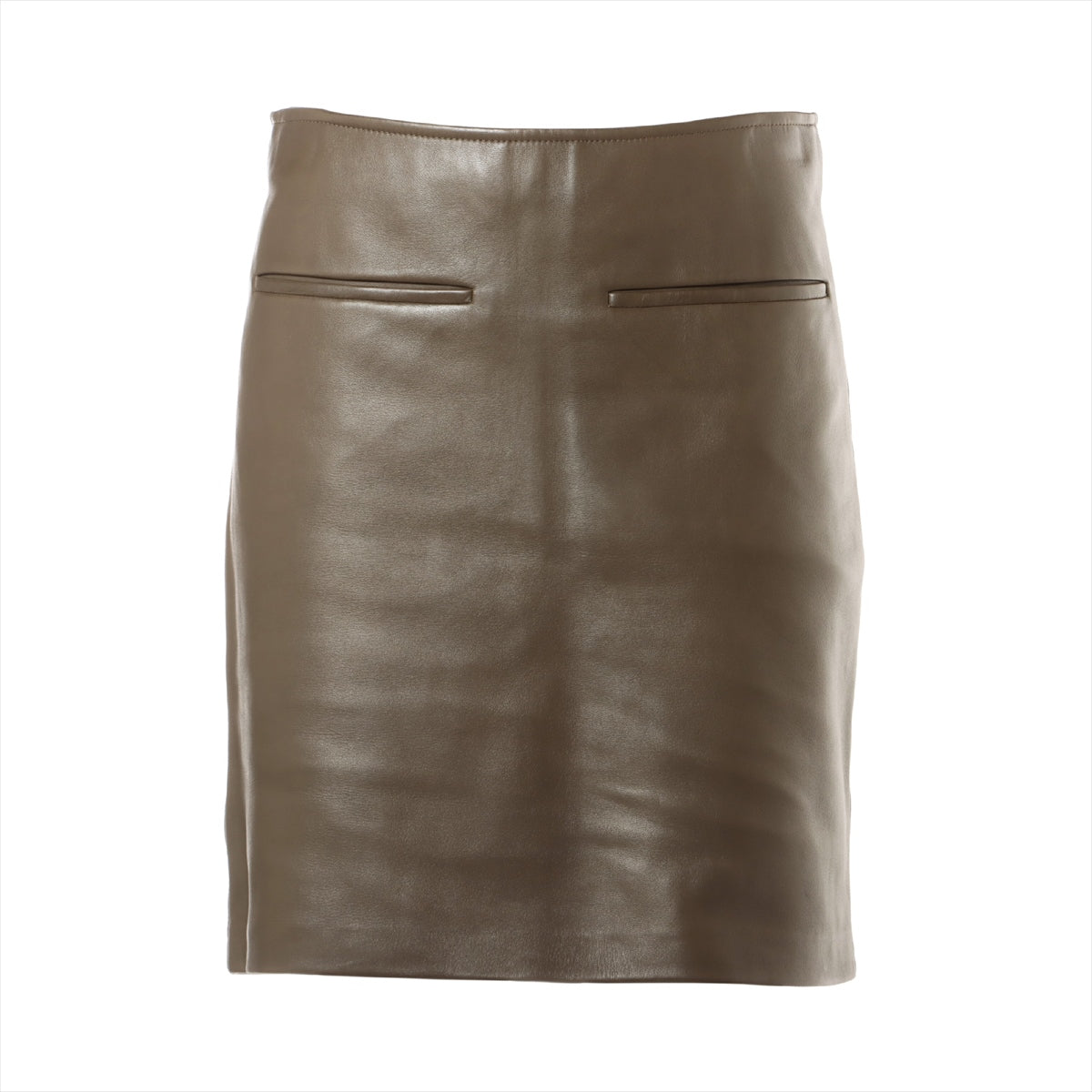 CELINE Phoebe Ram leather Skirt 34 Ladies' Khaki  2 2J32