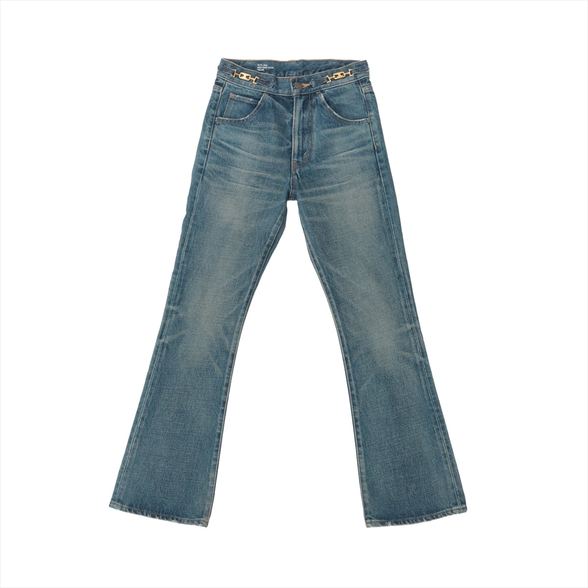 CELINE Cotton Denim pants 24 Ladies' Blue  Triomphe hardware flaring