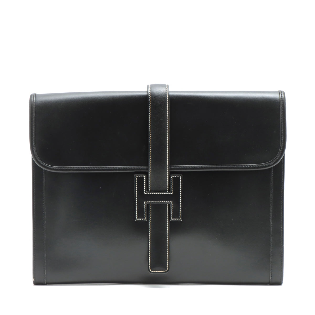 Hermès Jigé GM Box calf Clutch bag Black □A: 1997