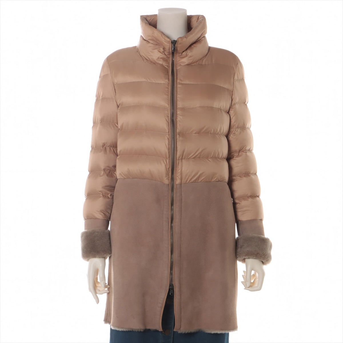 Emmeti Nylon & leather Down coat 40 Ladies' Beige