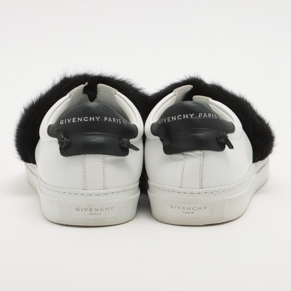 Givenchy Fur × Leather Sneakers 38 Ladies' Black × White