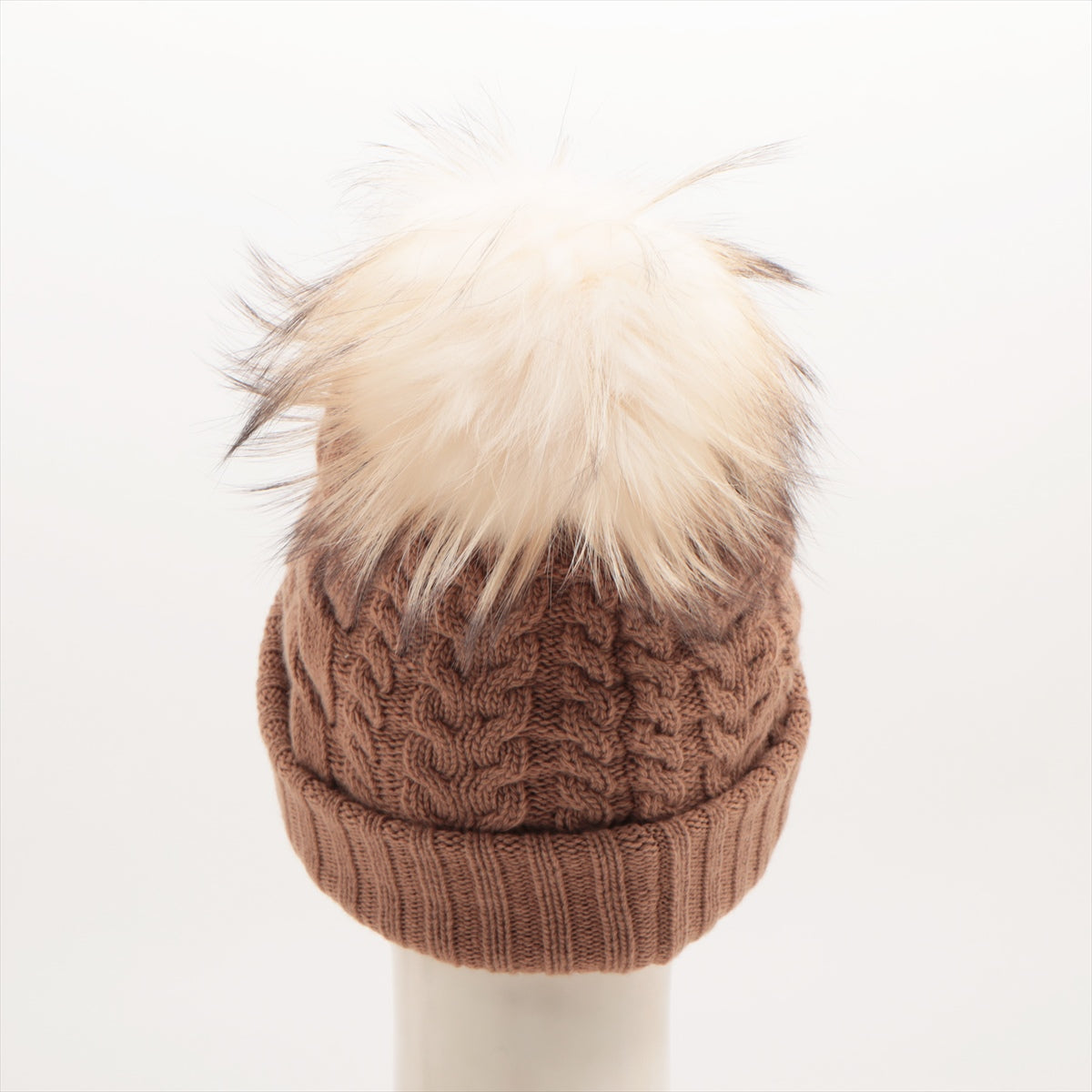 Miu Miu Knit cap Wool & cashmere Camel Fox fur cable knitting Knit hat