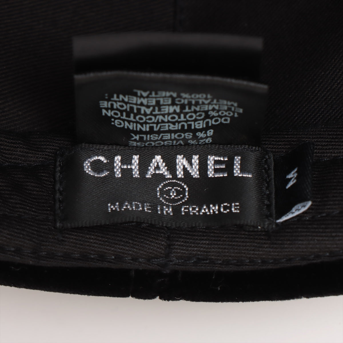 Chanel Coco Mark Cap M Silk x viscose Black AA8595 flat visor