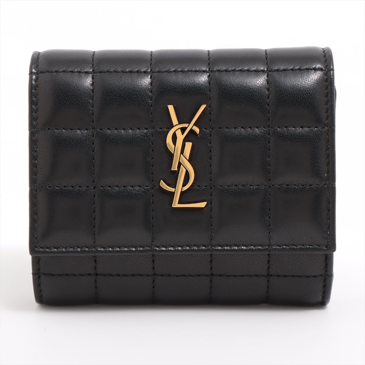 Saint Laurent Paris Leather Compact Wallet Black 759490