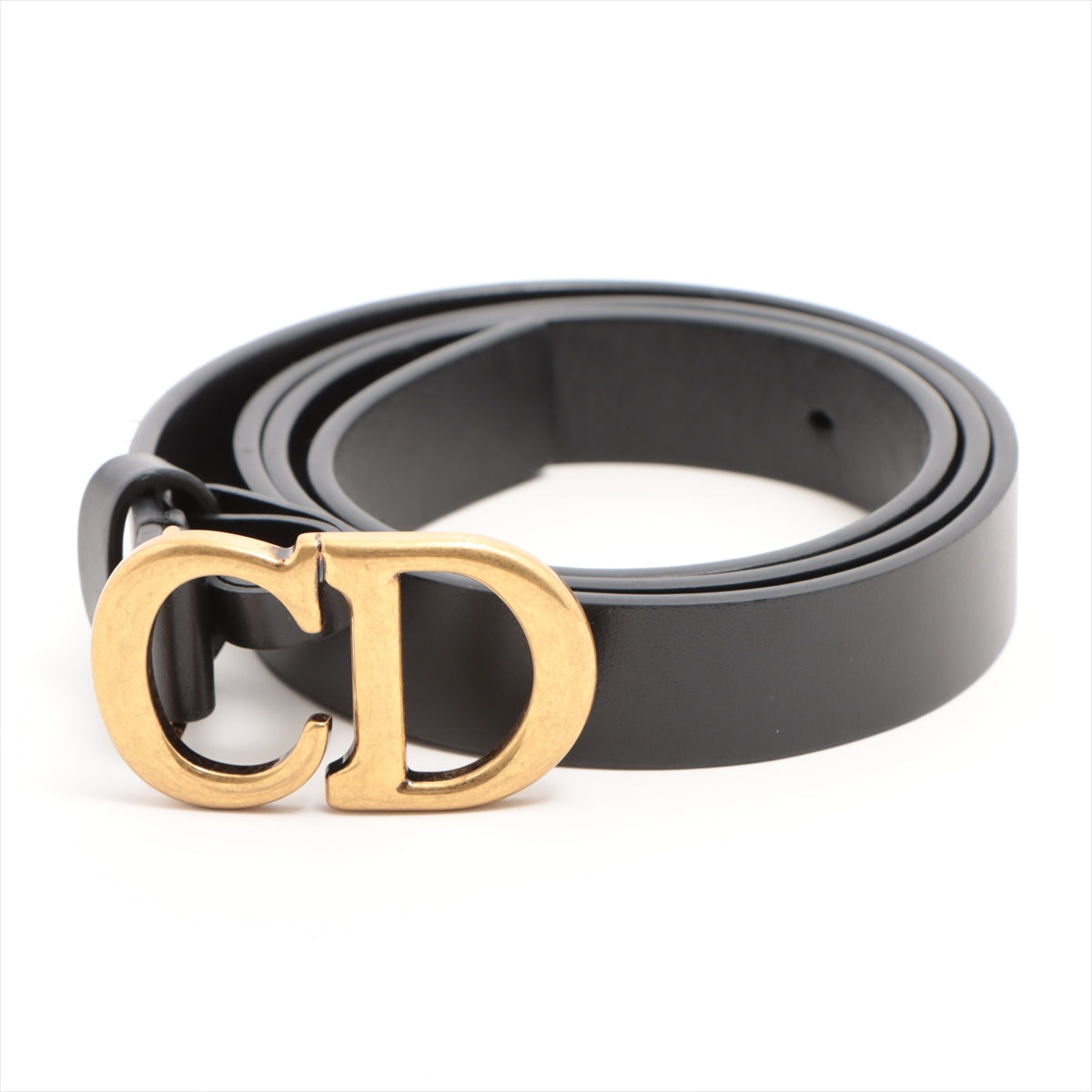 Christian Dior CD logo Belt 80 GP & leather Bronze x black