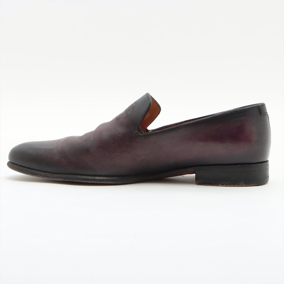 Berluti Calligraphy Leather Loafer 7 1/2 Men's Black x purple Comes with shoe tree