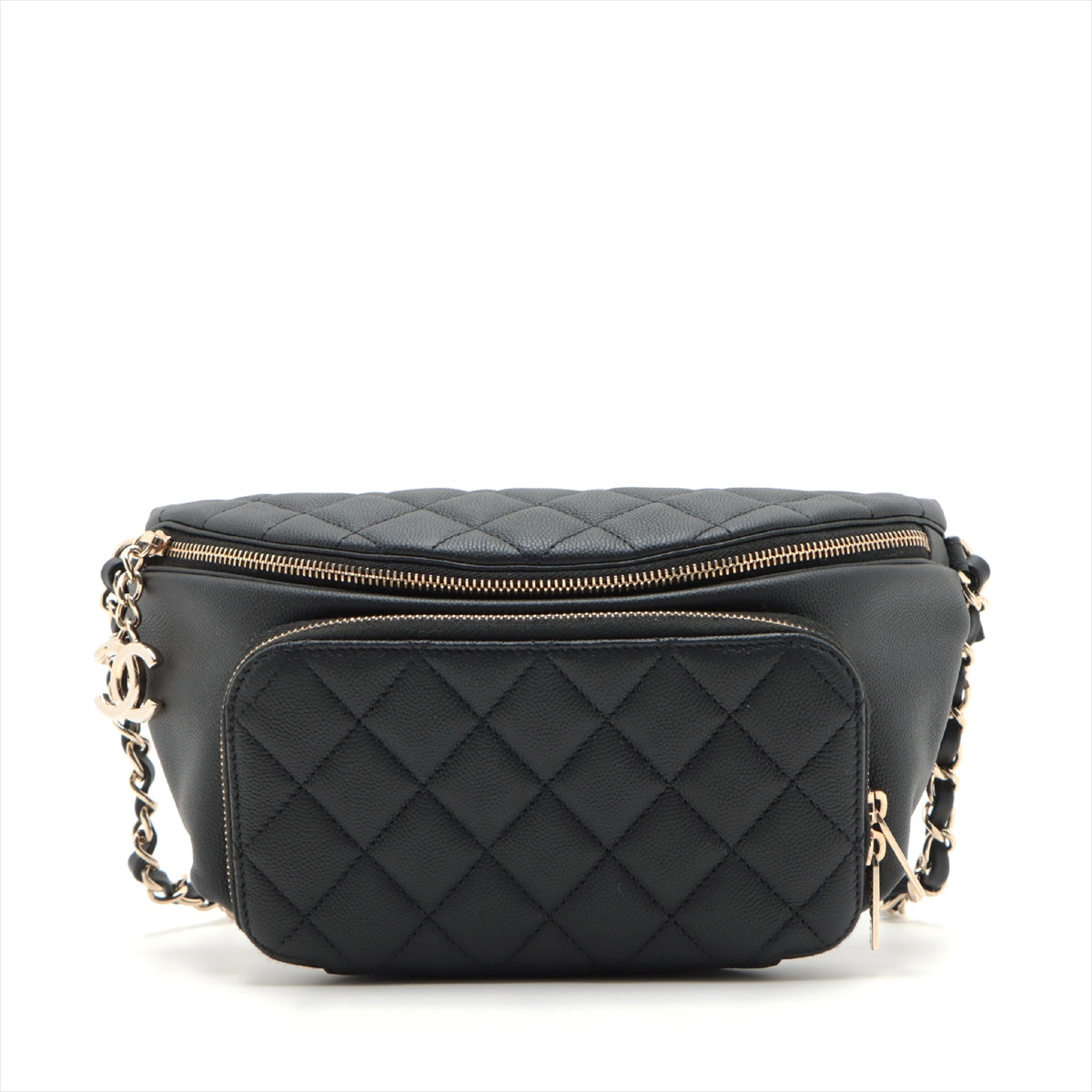 Chanel Matelasse Caviarskin Sling backpack Black Gold Metal fittings 29th