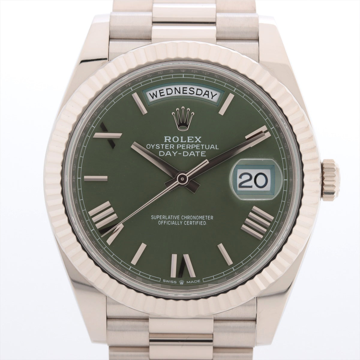 Rolex Day Date 228239 WG AT Green-Face Extra Link 2 Comes with a replacement blue dial