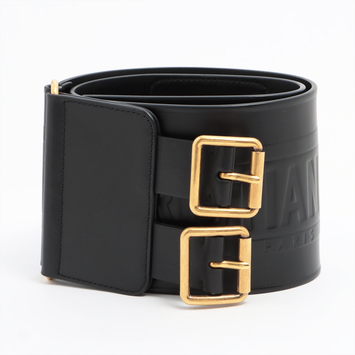DIOR Logo Belt 70 Leather Black The feeling of using a hole Scratched Wears Creases D-WAIST