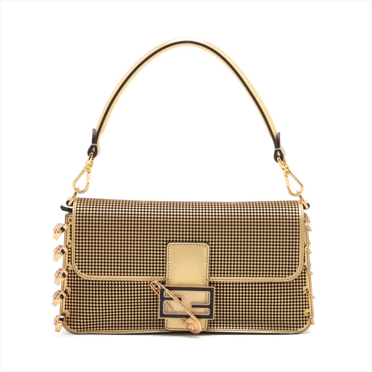 Fendi x Versace Mamma Baguette Leather 2way shoulder bag Gold 8BR801