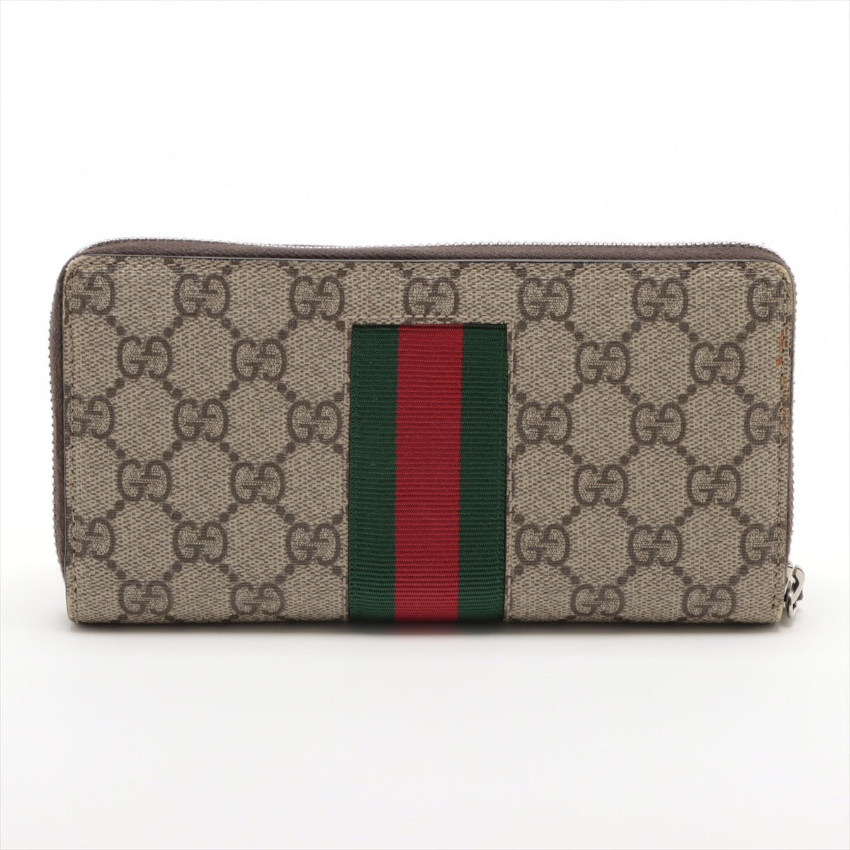 Gucci GG Supreme 408831 PVC & leather Round-Zip-Wallet Brown