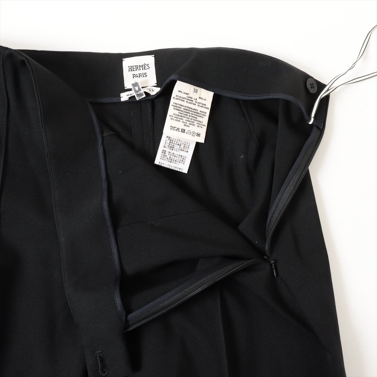 Hermès Wool x polyurethane Slacks 38 Ladies' Black