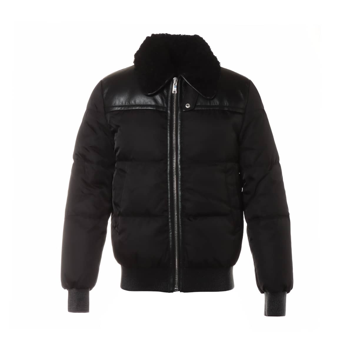 Prada 18AW Polyamide Down jacket 46 Men's Black  SGN802 Leather switching