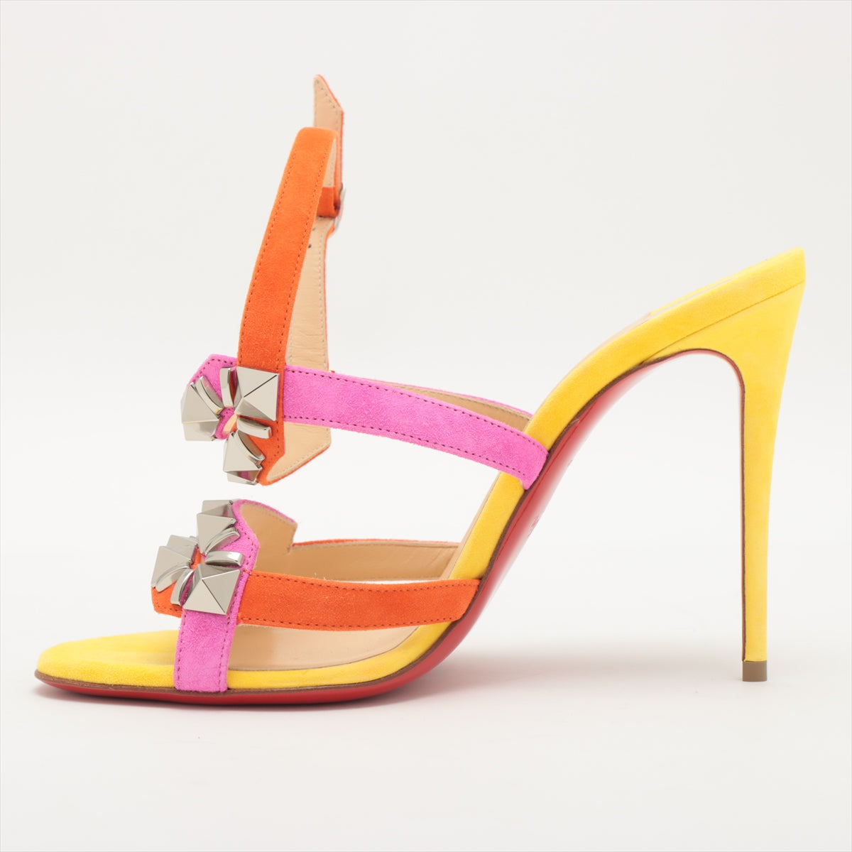 Christian Louboutin Suede Sandals 36 1/2 Ladies' Multicolor GALERIETTA 100 Rock Studs There is a box