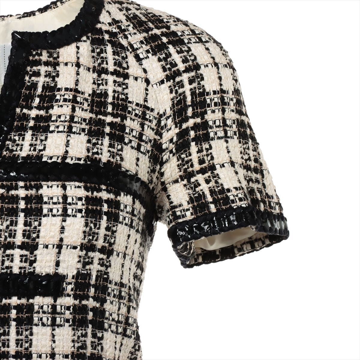 Chanel Coco Mark 07P Cotton & silk Knit dress 34 Ladies' Black × White  Tweed