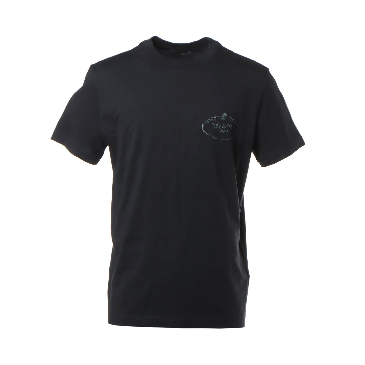 Prada 22 years Cotton T-shirt M Men's Black  UJN556 Logo embroidery