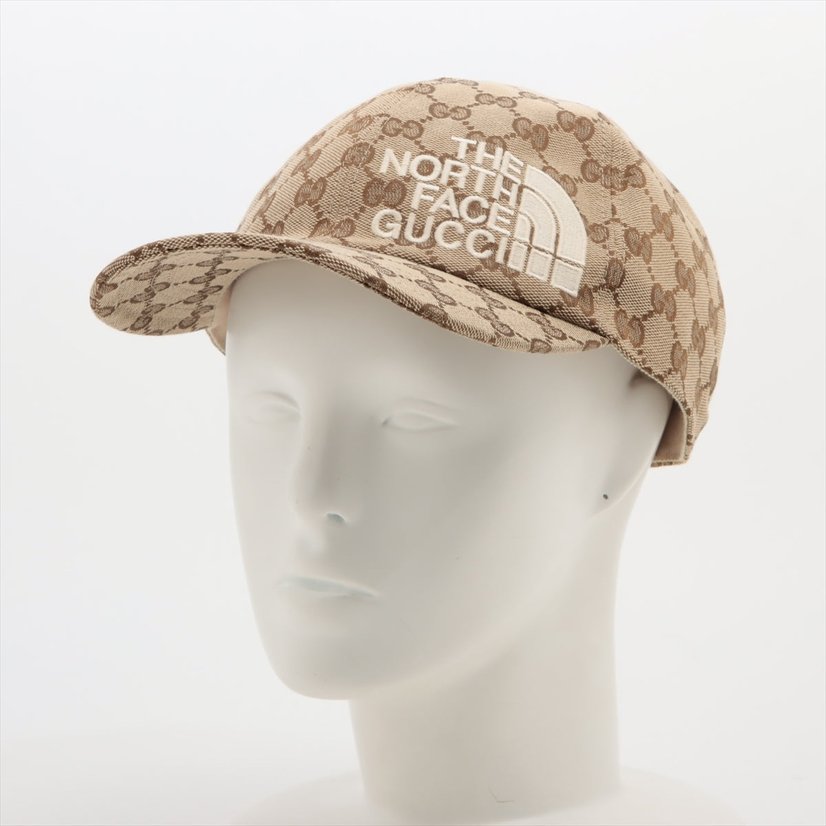 Gucci x North Face GG Canvas Cap XL 60cm Cotton x polyester x nylon Beige Wears Lint on fabric Stained Yes