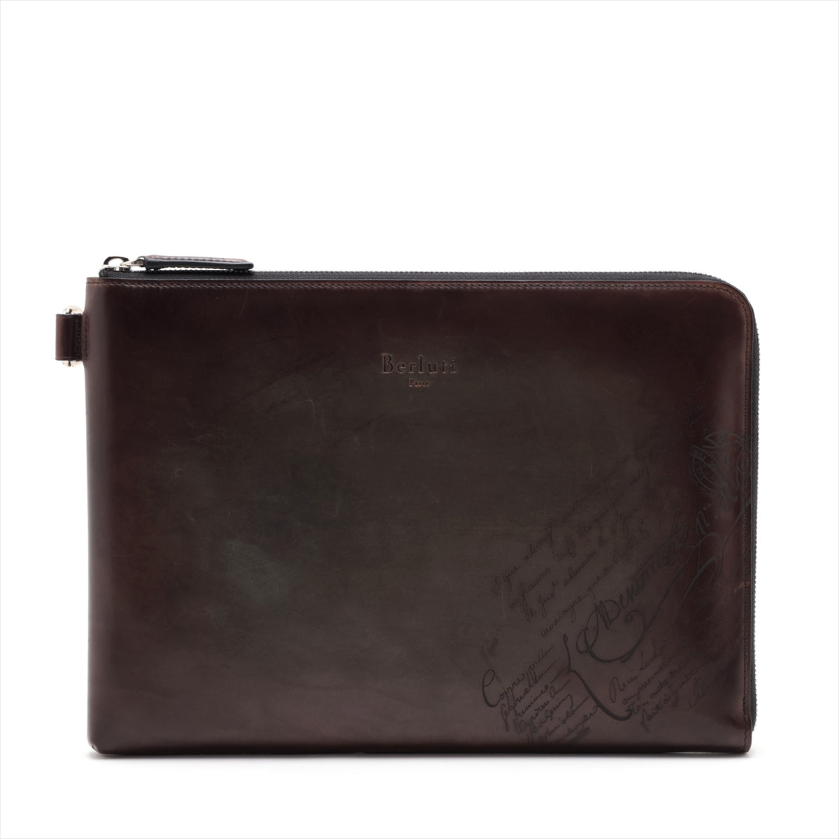 Berluti Calligraphy Leather Clutch bag Brown｜zz017699｜ALLU UK